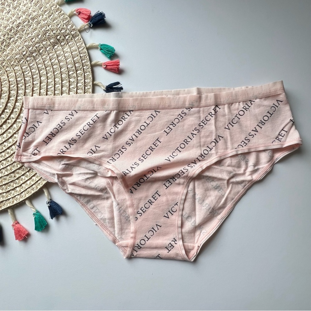 Victoria's Secret Stretch Cotton Hiphugger Panty Pink Logo XL NEW